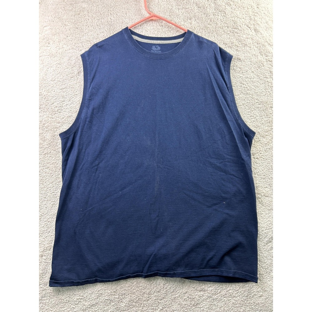 Fruit Of The Loom Shirt Mens 2XL Blue Sleeveless Crewneck Tagless Cotton Tee